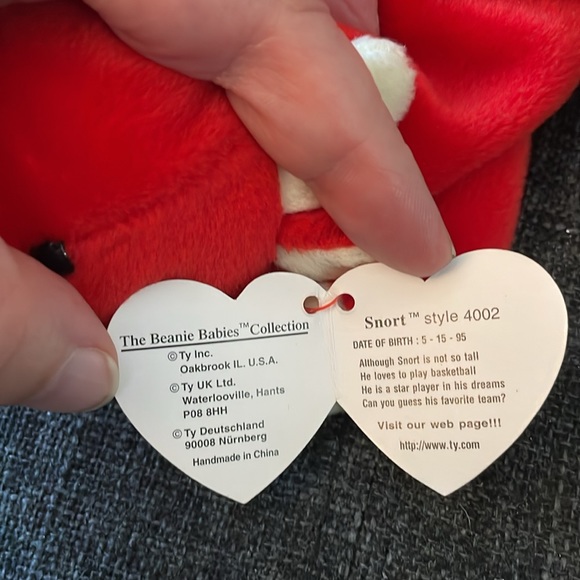 Ty Snort the bull beanie baby. New with tags. 1995 - Picture 4 of 8